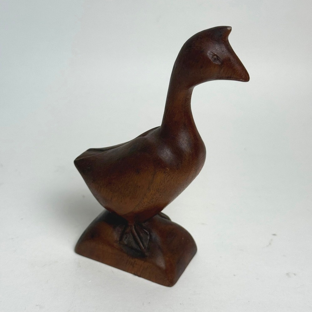 Vintage Hand Carved Wood Goose Figurine Bird Sculpture Duck Brown Doris Anderson